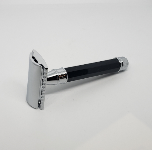 Т-образная бритва Edwin Jagger DE86811BL closed comb с восьмигранной ручкой, акрил фото 5