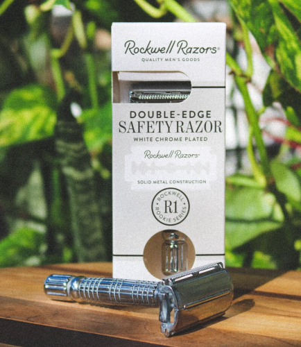 Т-образная бритва бабочка Rockwell Razors R1, белый хром фото 3