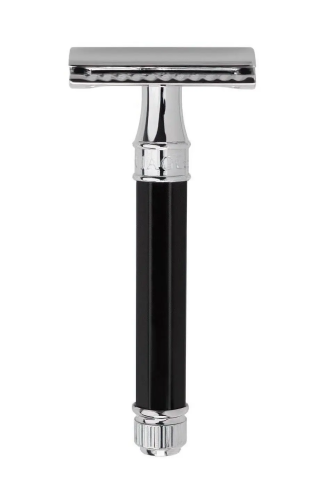 Т-образная бритва Edwin Jagger DE86811BL closed comb с восьмигранной ручкой, акрил фото 2