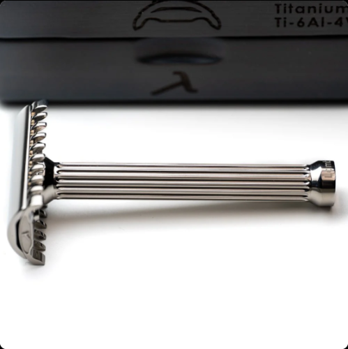 Т-образная бритва с открытым срезом Lambda Razors Ares v1 Titanium Polished фото 8