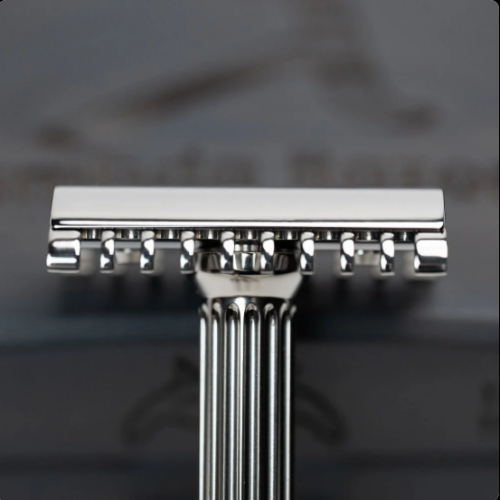 Т-образная бритва с открытым срезом Lambda Razors Ares v1 Titanium Polished фото 7