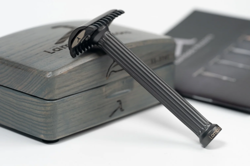 Т-образная бритва с открытым срезом Lambda Razors Ares v2 Stainless Steel DLC Satin