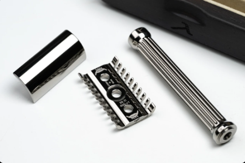 Т-образная бритва с открытым срезом Lambda Razors Ares v1 Titanium Polished фото 9