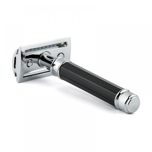 Т-образная бритва Edwin Jagger DE86811BL closed comb с восьмигранной ручкой, акрил фото 4