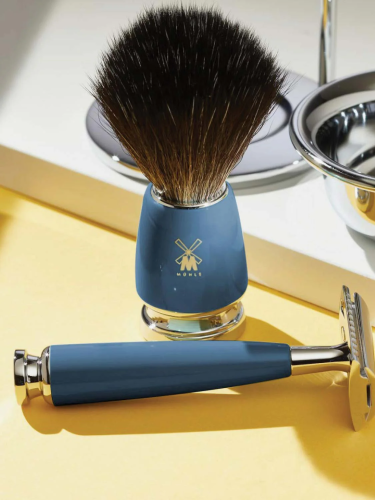 Помазок для бритья Muehle Rytmo 81M228 синяя смола, барсук фото 4