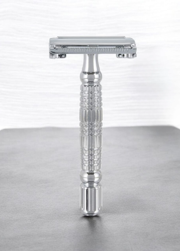 Т-образная бритва бабочка Rockwell Razors R1, белый хром