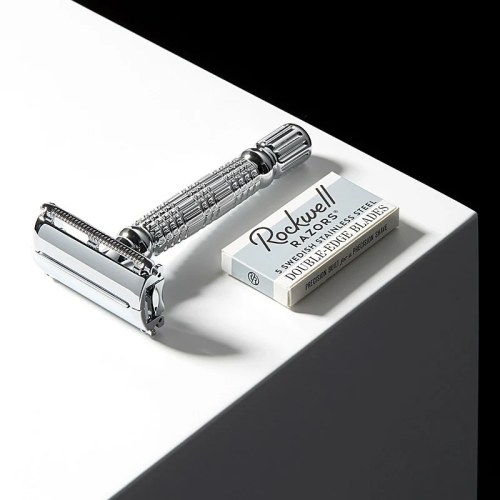 Т-образная бритва бабочка Rockwell Razors R1, белый хром фото 2